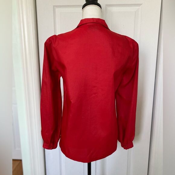Cherry Red Vintage Secretary Blouse - Picture 3 of 6